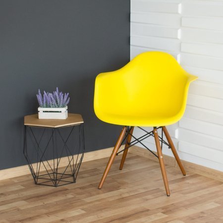 Krzesło nowoczesne stylowe na drewnianych wenge nogach do salonu restauracji żółte 211 WF