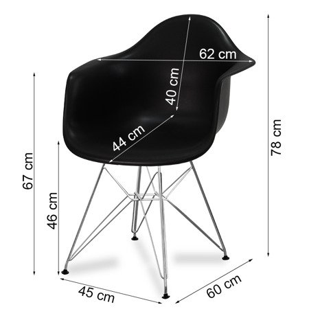 Krzesło nowoczesne stylowe na metalowych chromowanych nogach do salonu restauracji czarne 211 AB
