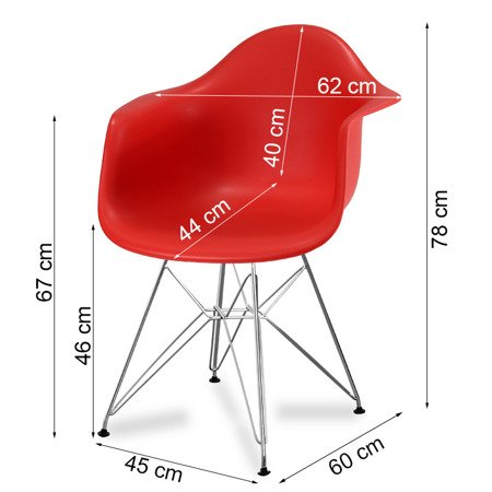 Krzesło nowoczesne stylowe na metalowych chromowanych nogach do salonu restauracji czerwone 211 AB