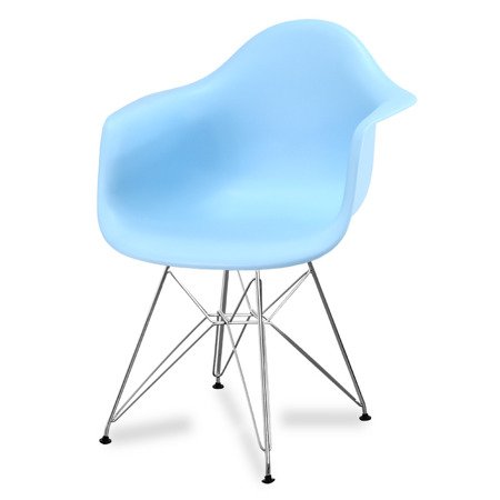 Krzesło nowoczesne stylowe na metalowych chromowanych nogach do salonu restauracji niebieskie 211 AB