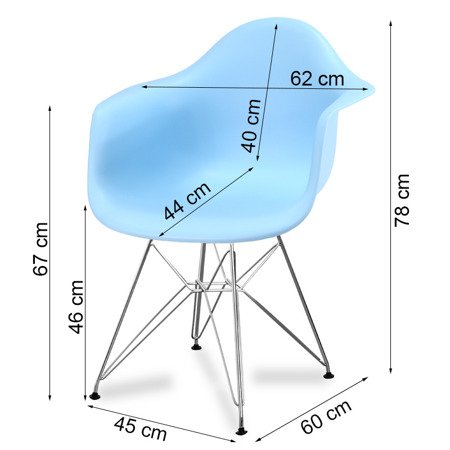 Krzesło nowoczesne stylowe na metalowych chromowanych nogach do salonu restauracji niebieskie 211 AB
