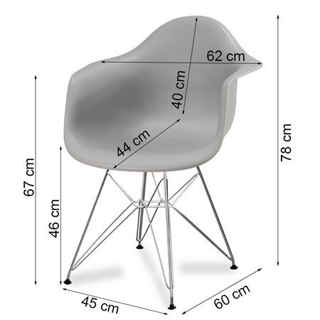 Krzesło nowoczesne stylowe na metalowych chromowanych nogach do salonu restauracji szare 211 AB