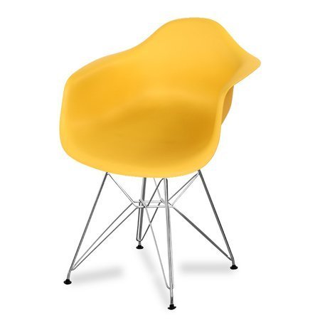 Krzesło nowoczesne stylowe na metalowych chromowanych nogach do salonu restauracji żółte 211 AB