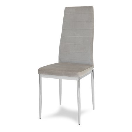 Krzesło nowoczesne tapicerowane welurowe na metalowych chromowanych nogach do salonu kuchni szare 704V-TH-GCH