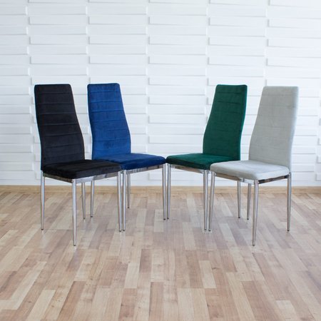 Krzesło nowoczesne tapicerowane welurowe na metalowych chromowanych nogach do salonu kuchni zielone 704V-TH-GRCH