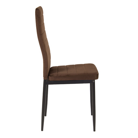Krzesło nowoczesne tapicerowane welurowe na metalowych czarnych nogach do salonu kuchni brązowe 704V-GT-BRB