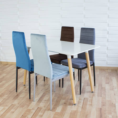 Krzesło nowoczesne tapicerowane welurowe na metalowych czarnych nogach do salonu kuchni brązowe 704V-GT-BRB