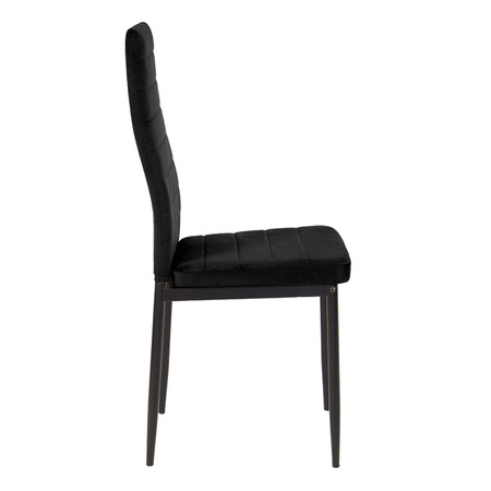 Krzesło nowoczesne tapicerowane welurowe na metalowych czarnych nogach do salonu kuchni czarne 704V-GT-BB