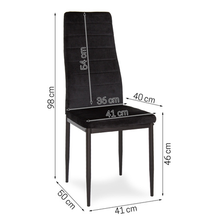 Krzesło nowoczesne tapicerowane welurowe na metalowych czarnych nogach do salonu kuchni czarne 704V-GT-BB