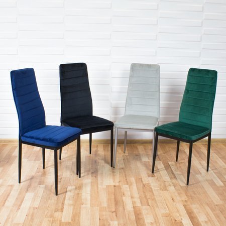 Krzesło nowoczesne tapicerowane welurowe na metalowych czarnych nogach do salonu kuchni czarne 704V-TH-BB