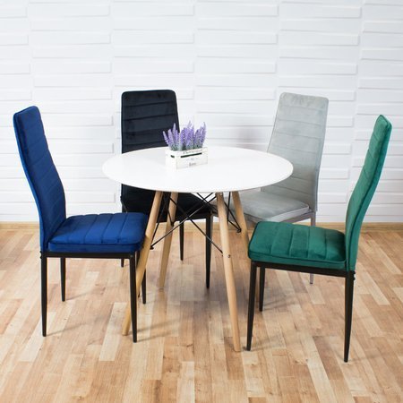Krzesło nowoczesne tapicerowane welurowe na metalowych czarnych nogach do salonu kuchni czarne 704V-TH-BB