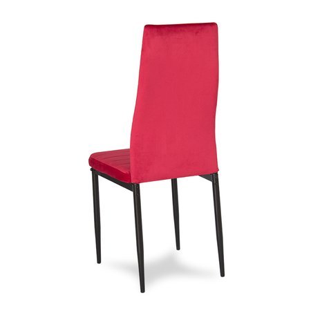 Krzesło nowoczesne tapicerowane welurowe na metalowych czarnych nogach do salonu kuchni czerwone 704V-TH-RB