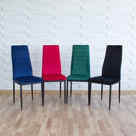 Krzesło nowoczesne tapicerowane welurowe na metalowych czarnych nogach do salonu kuchni czerwone 704V-TH-RB