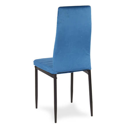 Krzesło nowoczesne tapicerowane welurowe na metalowych czarnych nogach do salonu kuchni niebieskie 704V-GT-BLB