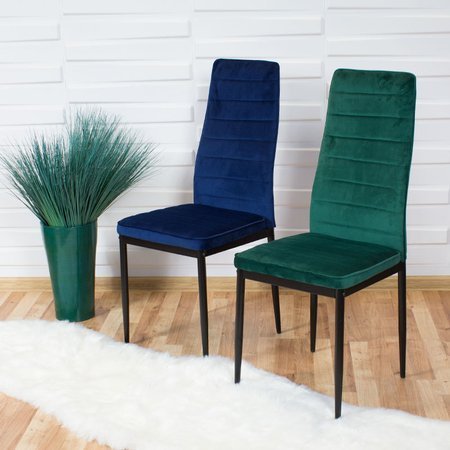 Krzesło nowoczesne tapicerowane welurowe na metalowych czarnych nogach do salonu kuchni niebieskie 704V-TH-BLB