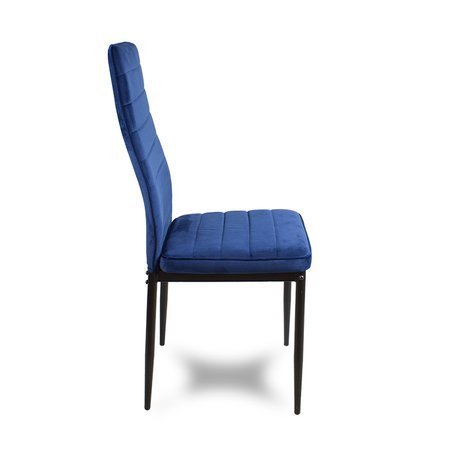 Krzesło nowoczesne tapicerowane welurowe na metalowych czarnych nogach do salonu kuchni niebieskie 704V-TH-BLB
