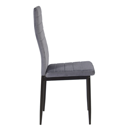Krzesło nowoczesne tapicerowane welurowe na metalowych czarnych nogach do salonu kuchni szare 704V-GT-GB