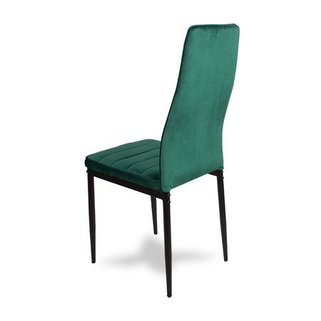 Krzesło nowoczesne tapicerowane welurowe na metalowych czarnych nogach do salonu kuchni zielone 704V-TH-GRB