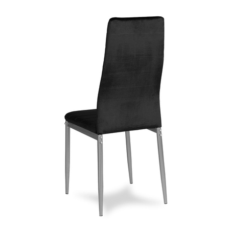Krzesło nowoczesne tapicerowane welurowe na metalowych szarych nogach do salonu kuchni czarne 704V-TH-BG