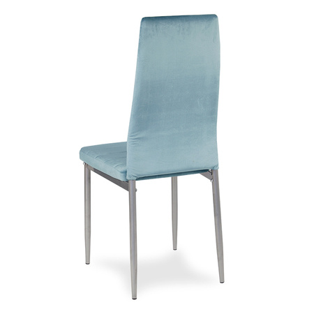 Krzesło nowoczesne tapicerowane welurowe na metalowych szarych nogach do salonu kuchni jasno niebieskie 704V-GT-LBG