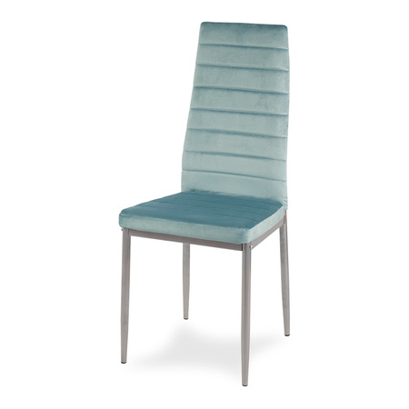 Krzesło nowoczesne tapicerowane welurowe na metalowych szarych nogach do salonu kuchni jasno niebieskie 704V-GT-LBG