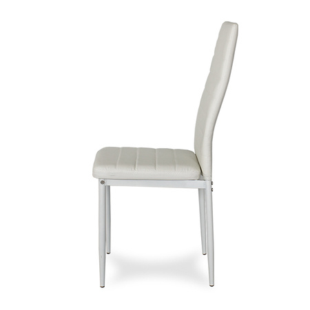 Krzesło nowoczesne ze skóry ekologicznej na metalowych białych nogach do salonu kuchni białe 704B-TH-WW