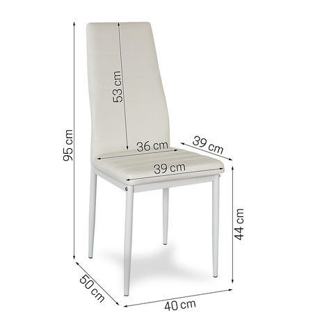 Krzesło nowoczesne ze skóry ekologicznej na metalowych białych nogach do salonu kuchni białe 704B-TH-WW
