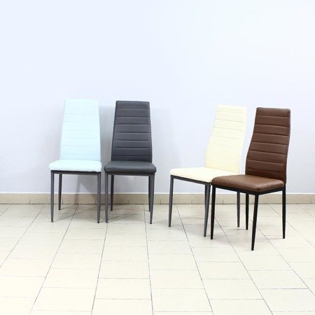 Krzesło nowoczesne ze skóry ekologicznej na metalowych czarnych nogach do salonu kuchni białe 704B GT