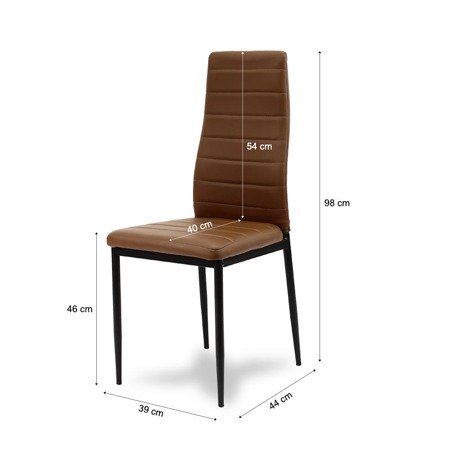Krzesło nowoczesne ze skóry ekologicznej na metalowych czarnych nogach do salonu kuchni brązowe 704B GT