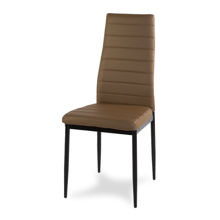 Krzesło nowoczesne ze skóry ekologicznej na metalowych czarnych nogach do salonu kuchni brązowe 704B TH BRB