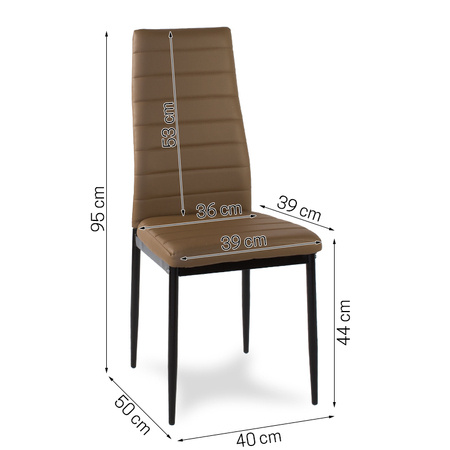 Krzesło nowoczesne ze skóry ekologicznej na metalowych czarnych nogach do salonu kuchni brązowe 704B TH BRB