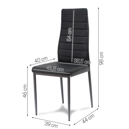 Krzesło nowoczesne ze skóry ekologicznej na metalowych czarnych nogach do salonu kuchni czarne 704B TH BS