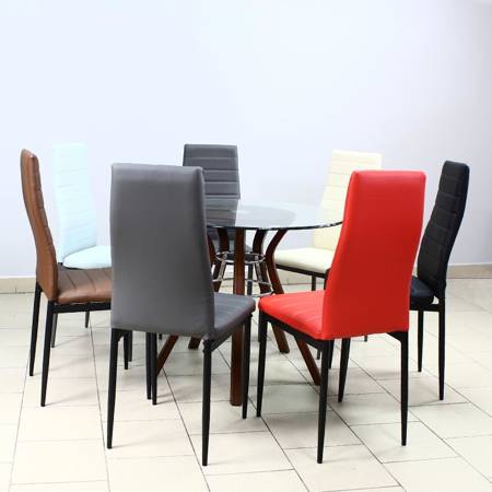 Krzesło nowoczesne ze skóry ekologicznej na metalowych czarnych nogach do salonu kuchni czarne 704B TH BS