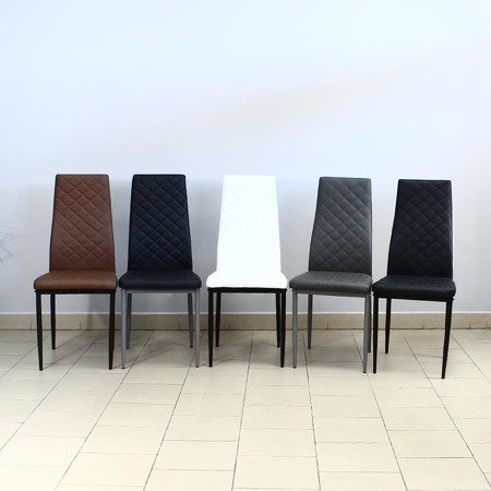 Krzesło nowoczesne ze skóry ekologicznej na metalowych czarnych nogach do salonu kuchni czarne 704C GT