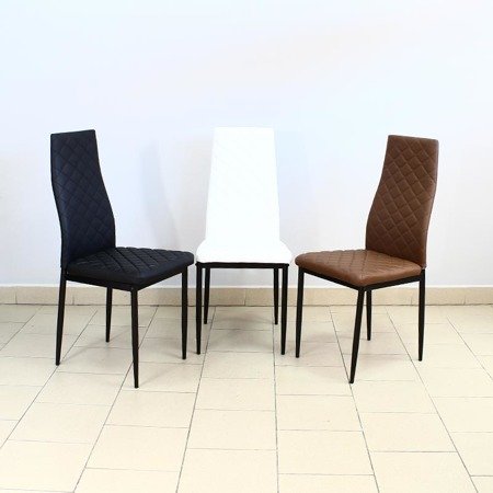 Krzesło nowoczesne ze skóry ekologicznej na metalowych czarnych nogach do salonu kuchni czarne 704C GT