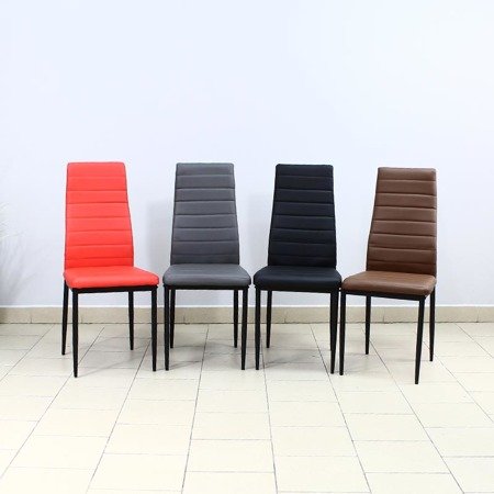 Krzesło nowoczesne ze skóry ekologicznej na metalowych czarnych nogach do salonu kuchni czarne HILE-704B GT