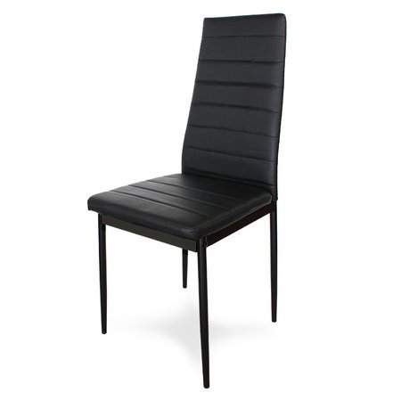 Krzesło nowoczesne ze skóry ekologicznej na metalowych czarnych nogach do salonu kuchni czarne HILE-704B TK