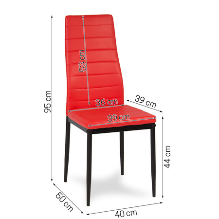 Krzesło nowoczesne ze skóry ekologicznej na metalowych czarnych nogach do salonu kuchni czerwone 704B TH RB
