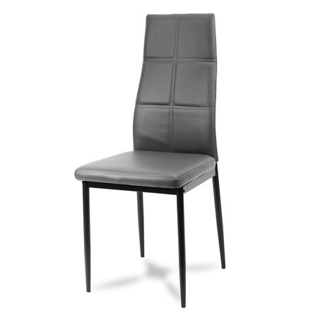 Krzesło nowoczesne ze skóry ekologicznej na metalowych czarnych nogach do salonu kuchni szare 704A GT