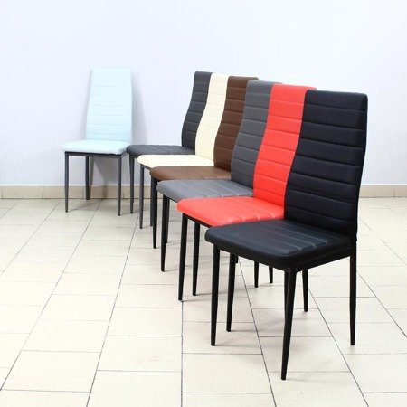 Krzesło nowoczesne ze skóry ekologicznej na metalowych srebrnych nogach do salonu kuchni czarne HILE-704B GT