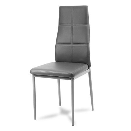 Krzesło nowoczesne ze skóry ekologicznej na metalowych srebrnych nogach do salonu kuchni szare 704A GT