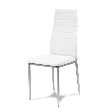 Krzesło nowoczesne ze skóry ekologicznej na metalowych szarych nogach do salonu kuchni białe 704B GT