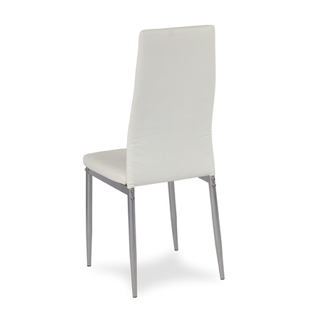 Krzesło nowoczesne ze skóry ekologicznej na metalowych szarych nogach do salonu kuchni białe 704B TH WG