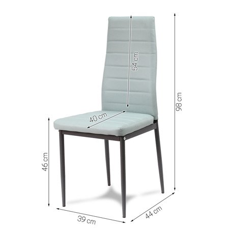 Krzesło nowoczesne ze skóry ekologicznej na metalowych szarych nogach do salonu kuchni błękitnoszare 704B GT