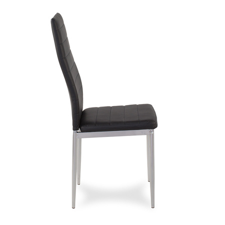 Krzesło nowoczesne ze skóry ekologicznej na metalowych szarych nogach do salonu kuchni czarne 704B TH BS