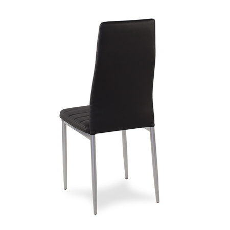Krzesło nowoczesne ze skóry ekologicznej na metalowych szarych nogach do salonu kuchni czarne 704B TH BS