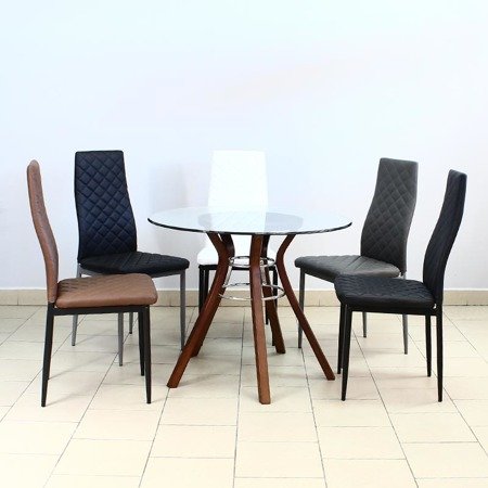 Krzesło nowoczesne ze skóry ekologicznej na metalowych szarych nogach do salonu kuchni czarne 704C GT