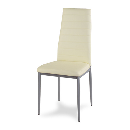 Krzesło nowoczesne ze skóry ekologicznej na metalowych szarych nogach do salonu kuchni kremowe 704B TH CS