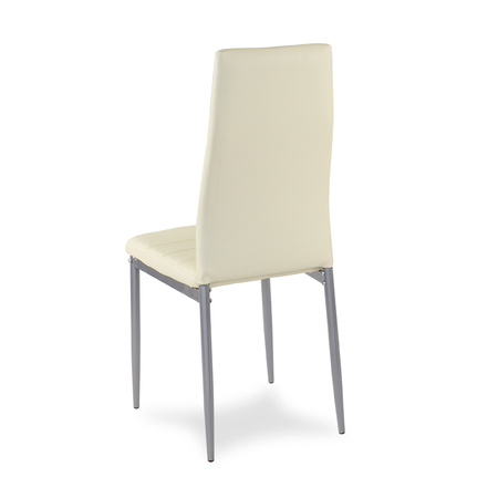 Krzesło nowoczesne ze skóry ekologicznej na metalowych szarych nogach do salonu kuchni kremowe 704B TH CS