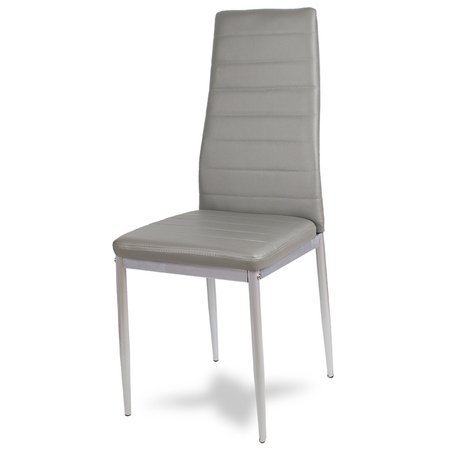 Krzesło nowoczesne ze skóry ekologicznej na metalowych szarych nogach do salonu kuchni szare 704B TH BS